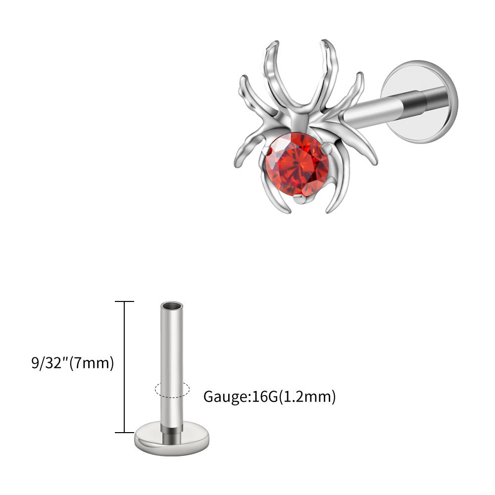Right Grand ASTM F136 Titanium 16G CZ Spider Cartilage Earring Animal Spider Helix Tragus Lobe Stud Halloween Piercing Jewelry