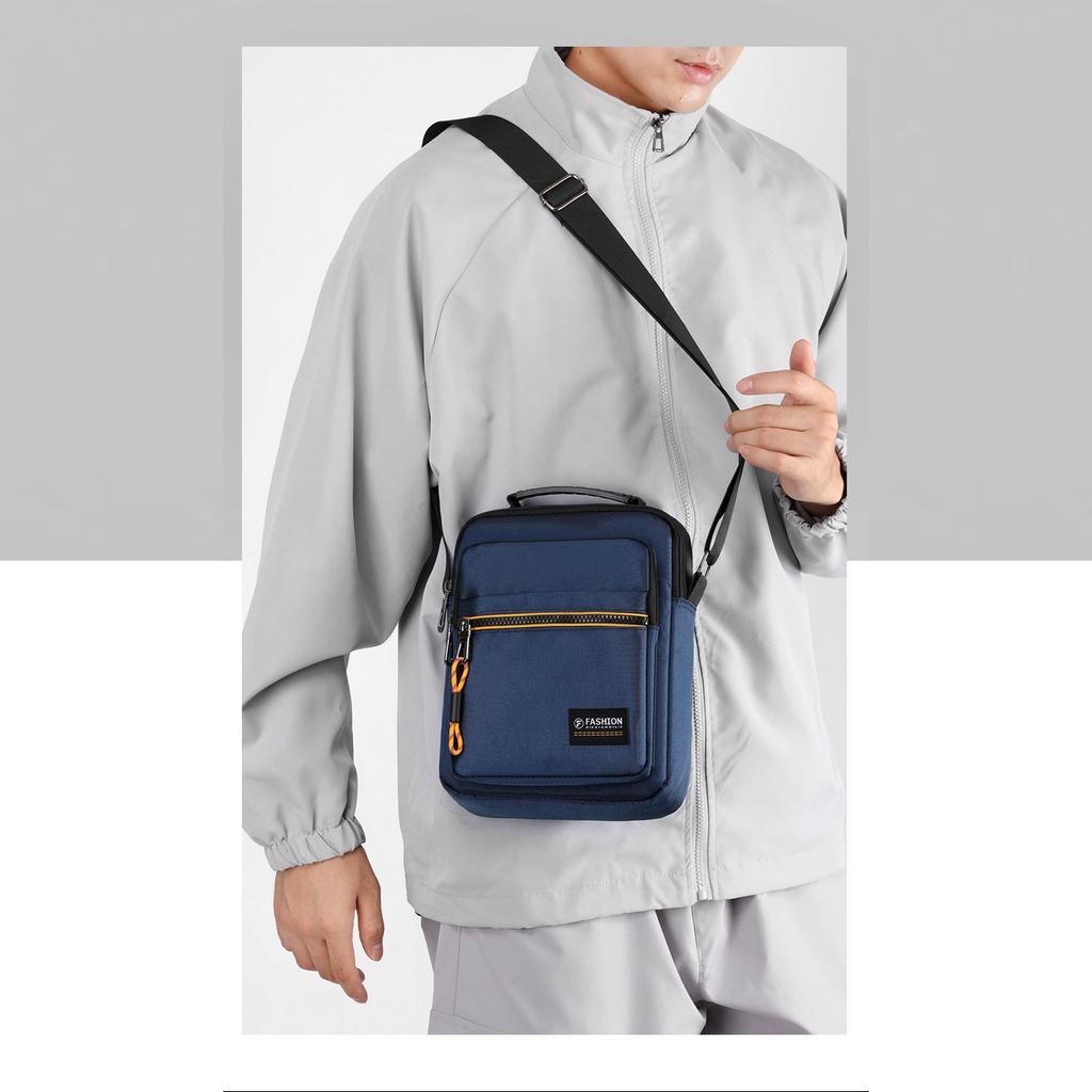 New simple casual outdoor messenger bag men's waterproof trend handbag men's contrasting color cashier shoulder bag