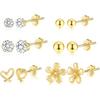 Stud Earrings for Women Hypoallergenic Sterling Silver Post Hoop and Studs Earrings Set for Multiple Piercing Small Ball Cubic Zirconia Earring Studs