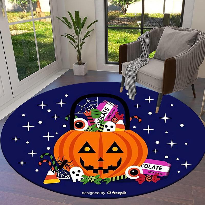 1pc Office Carpet Chair Mats Halloween pumpkin candy night stars Perfect for Decorating Office Chairs, Living Rooms, Or Bedrooms