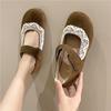 [Yushilai] Flat-bottomed Velcro Loafers Women's 2025 Spring New Fashion Round Head Light Mouth Sweet Single Shoes