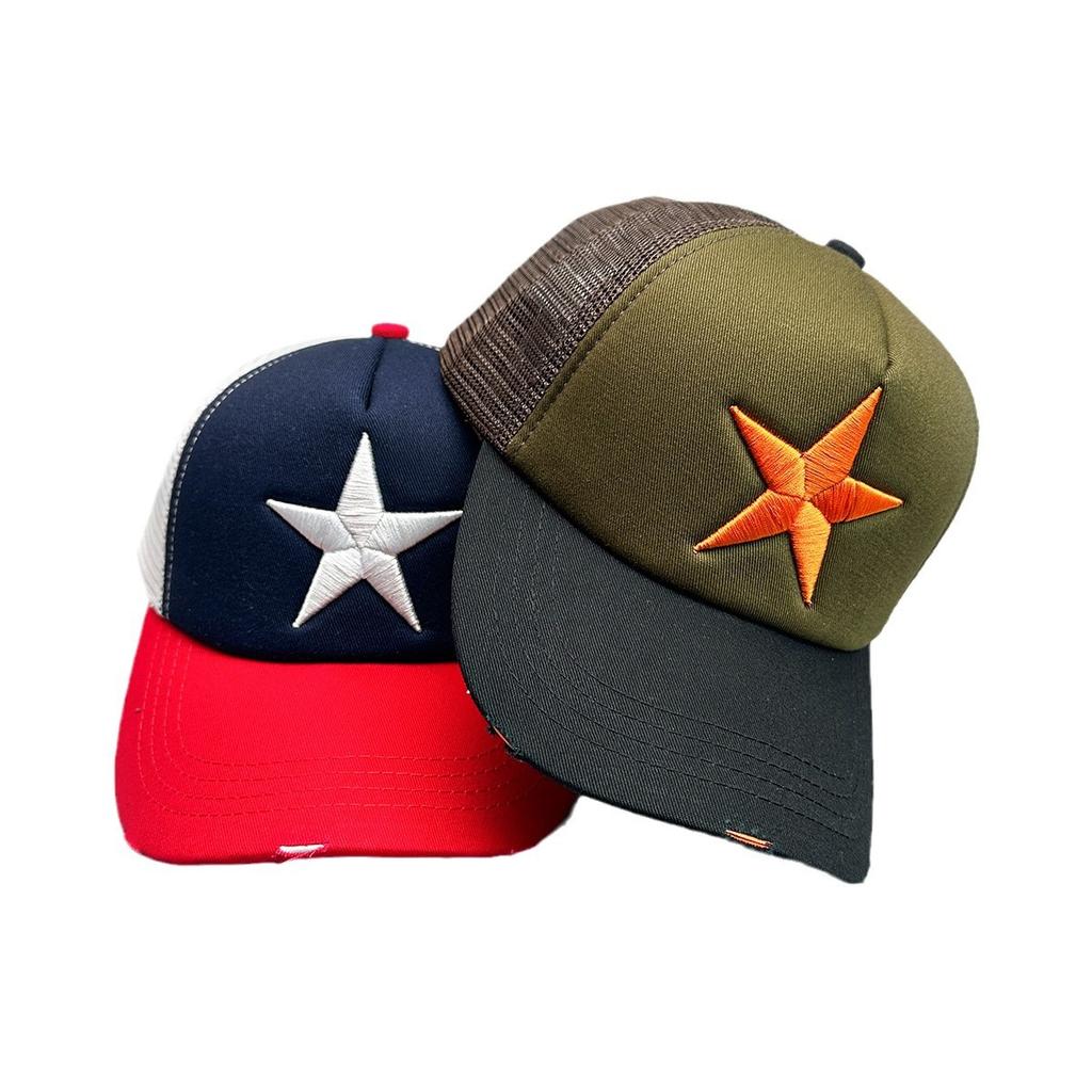 Embroidery Pentagram Color Matching Baseball Cap Men'S And Women'S Mesh Personality Simple And Versatile Truck Hat