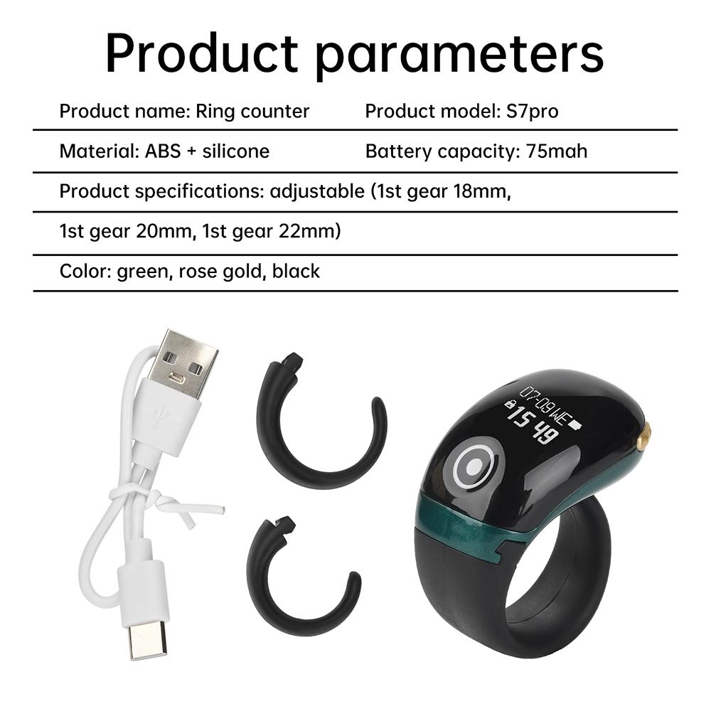 S7pro Interchangeable Ring Holder Intelligent APP Counting Finger Counter Type C Smart Ring Bluetooth Electronic Counter
