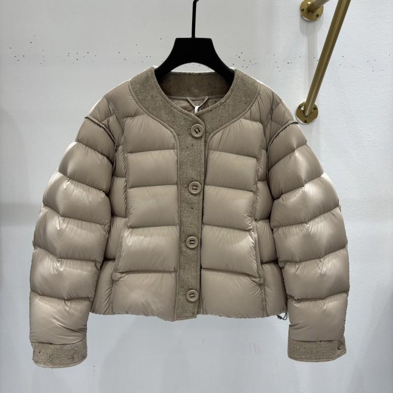 Womens Lightweight Down Jacket Short Puffer Coat With Round Neck Snap Front Buttons Warm Winter Outerwear