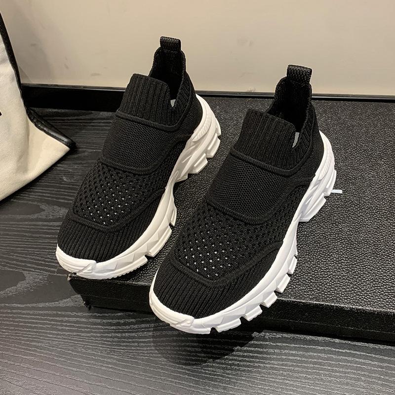 

Flying woven sports shoes women s 2025 summer new mesh breathable and lightweight thick-soled one-pedal casual running shoes women s tide 40