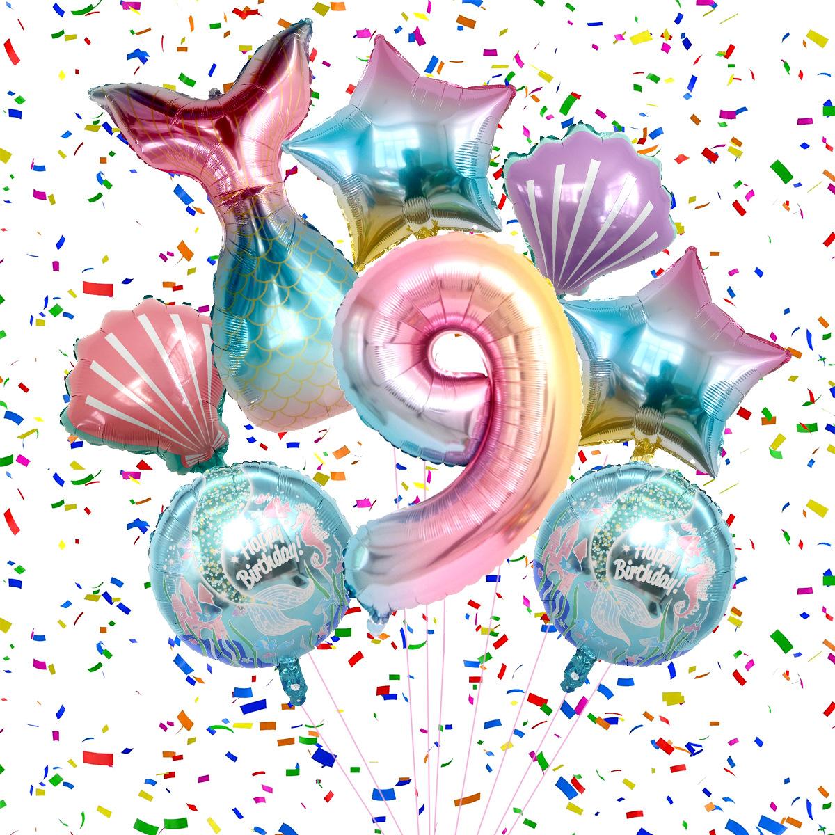 

Theme Gradual Change Powder Fishtail Aluminum Film Balloon Set Dream Scene Arrangement Birthday Party Balloon Photo Set-9