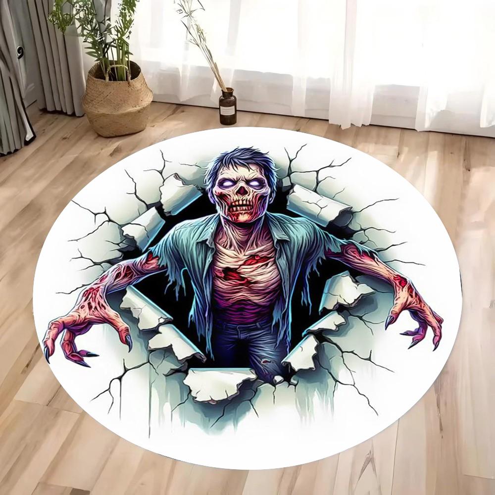 3D Halloween Horror Circular Carpet Doomsday Zombie Carpet Suitable for Bedroom Area Carpet Living Room Home Decoration Gifts