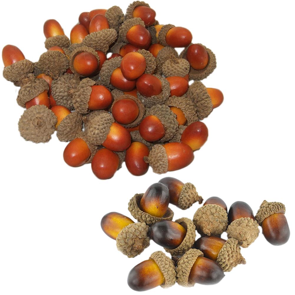 100Pcs Artificial Vivid Realistic Acorns Small Set Decorative Nuts for Christmas Table Display Party Wedding Home Garden
