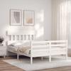 VidaXL Bed Frame with Headboard White 140x200 Cm Solid Wood 3195157
