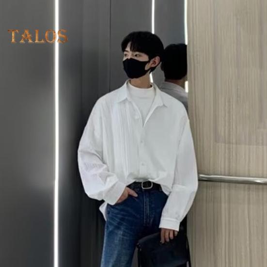 Herren Hemd Locker Einfarbig Umlegekragen Strickjacke Einreihig Herbst Frühling Top Mittellanges Streetwear Hemd