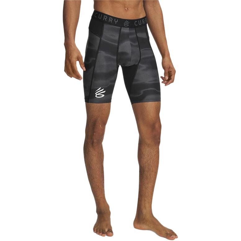 Under Armour Bedruckte Slim Fit Mid Rise Elastischer Bund Dreiviertel Sportshorts Herrenshorts Schwarz 1379829-003