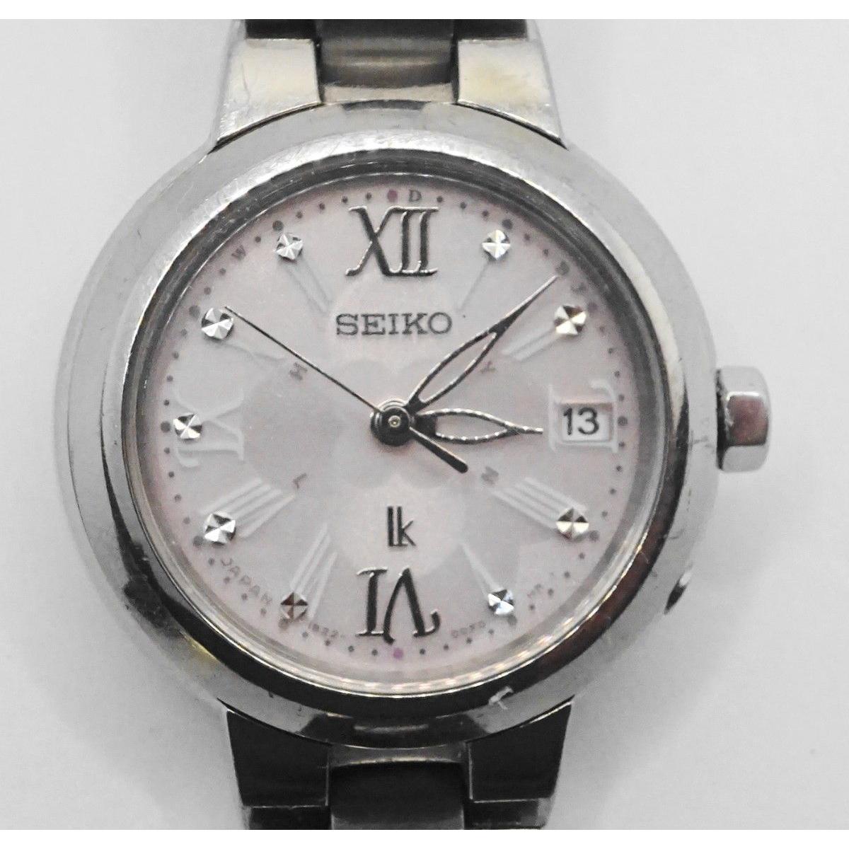 Used Good Condition Working SEIKO Rukia 20th Anniversary Watch 1B22-0BL0 Radio Solar Watch Y283 Petal Dial Silver