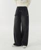 Akeusi Multi Side Strap Elastic Wide Denim Pants Unisex (Black)