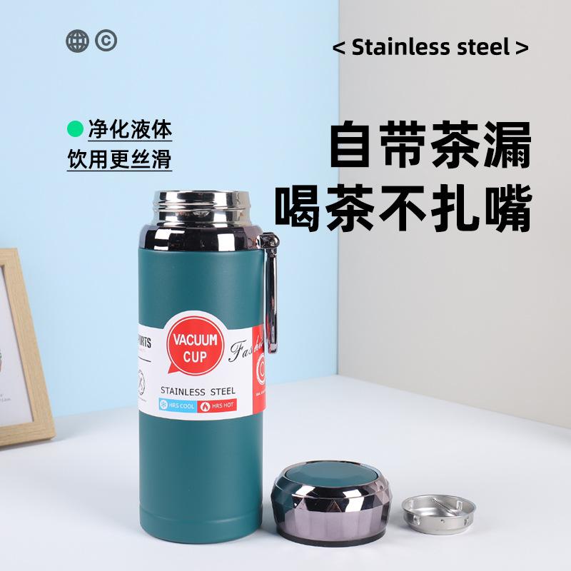 316 Edelstahl Thermobecher Outdoor Tragbar Großvolumige Teetasse Doppelschicht Vakuum Trageschlaufe Wasserbecher