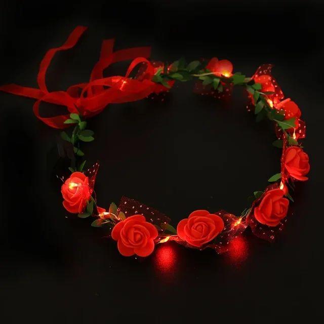10pcs Light Up Flower Crown Headbands LED Glowing Garland Wedding Party Crown Flower Headband for Birthday Festival Party