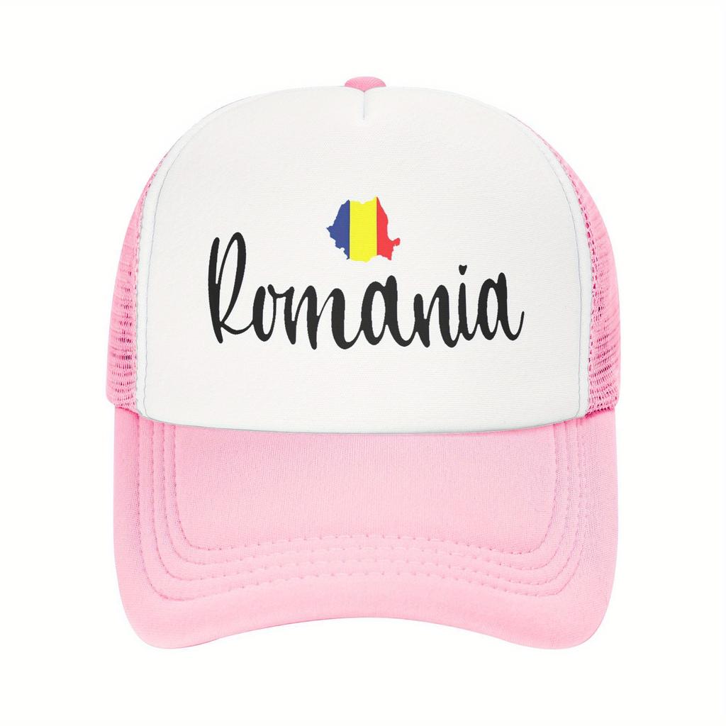 Romania Map Print Trucker Hat Breathable Mesh Adjustable Snapback Cap Casual Adult Gift