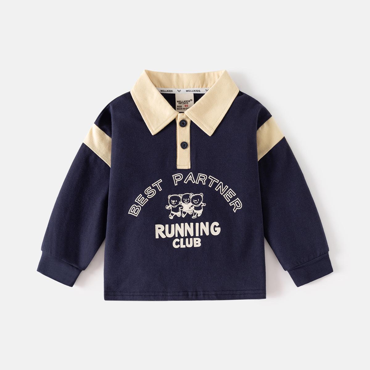Spring children s POLO sweater new long-sleeved lapel boys thin sweater cartoon foreign top children s clothing 90cm