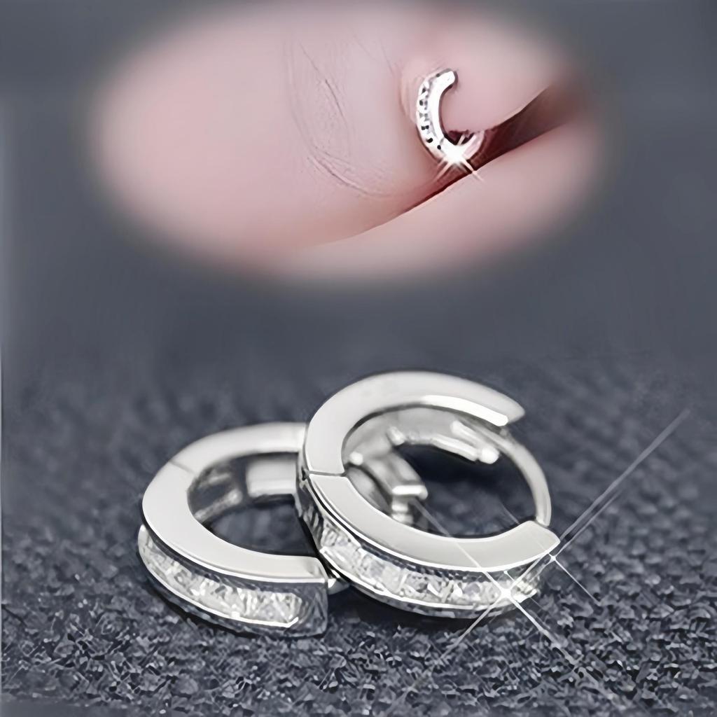 Trendy Minimalist Swiss Zircon Square Stud Ear Cuffs