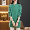 Mid-length Sweater Loose Half Turtleneck Pullover for Women Solid-color Casual Knitted Sweater for Autumn and Winter