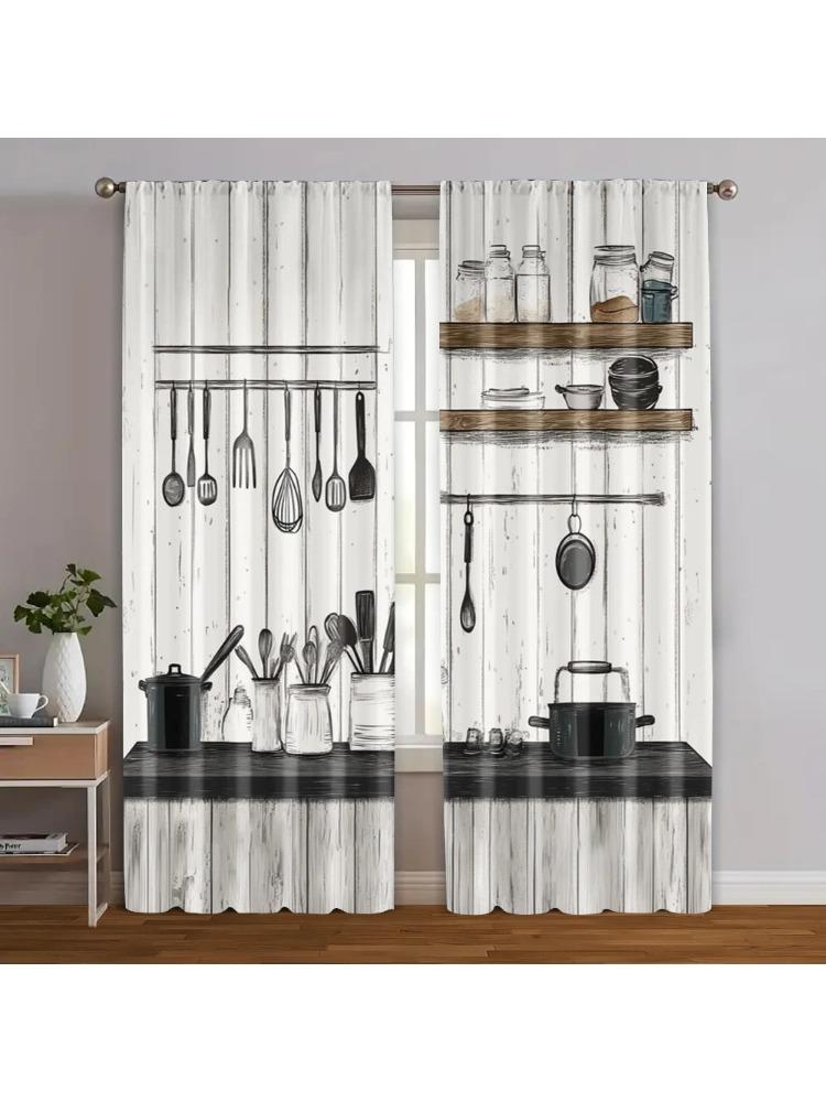 

2pcs Curtains&Window Treatment print Kitchen Rules Farm Machine Washable Fabric (without rod) Decorations For Home Perfect 100*130 Grommet Top 1pcs