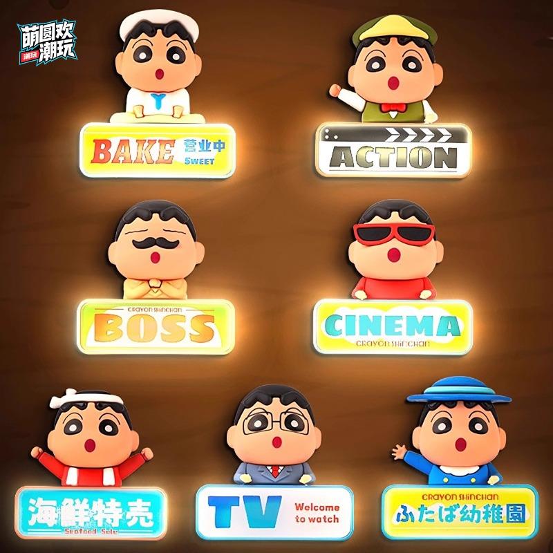 Original Crayon Shin-chan Experientialism Magnetic Night Light Series Blind Box Anime Character Model Fashion Toys Gift