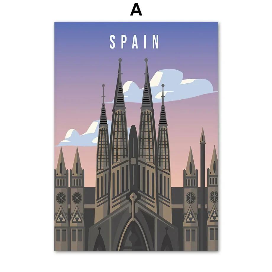 

Famous City Retro Travel Japan Italy Wall Art Painting, Nordic Posters and Prints, Pictures for Living Room, Home Decor 21x30cm No Framed
