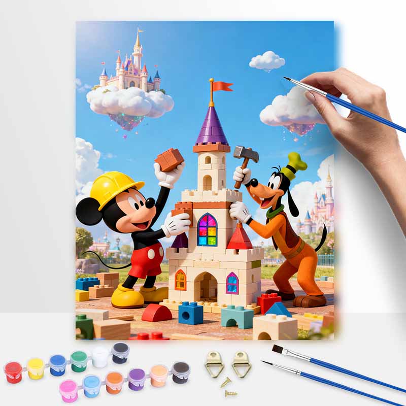 Disney Castle Building Oil Paint Digital Painting Art Kit FillIn Painting Home Decor