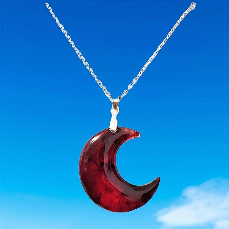 [Creative Moon-Shaped Necklace] Synthetic Moon-Shaped Pendant Necklace | for Party, Evening Wear, Daily Outfits, and Holiday Gifts