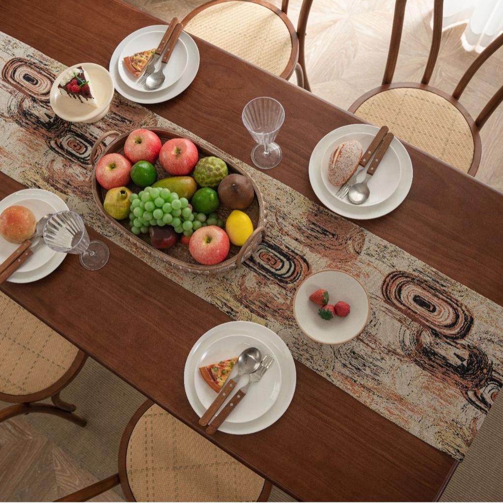 Nordic Jacquard Coffee Annual Ring Table Flag Fringed Tea Flag Dinner Flag Long Strip Thickened