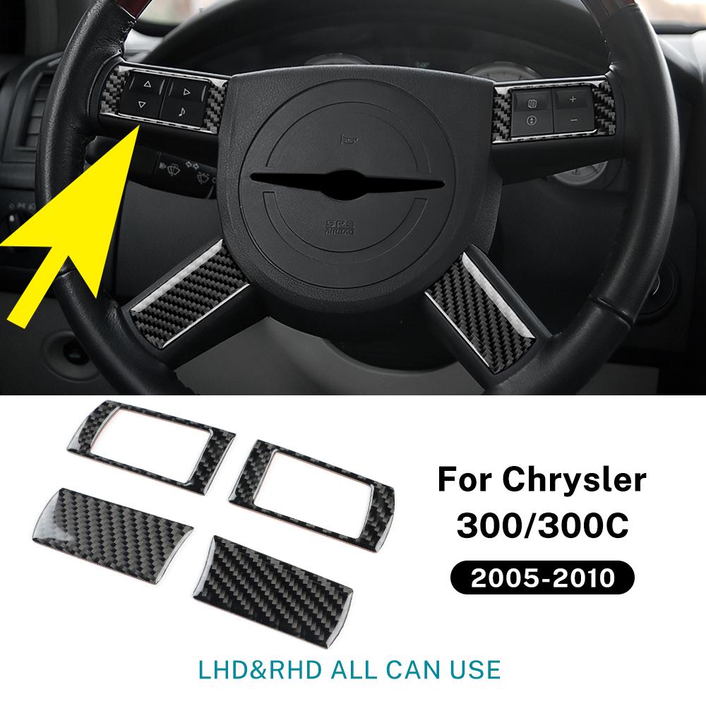 Echter Weicher Kohlefaseraufkleber Für Chrysler 300 300C 2005 2006 2007 2008 2009 2010 Auto Lenkrad Knopf Innenverkleidung