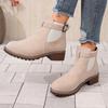 2025 Fall Mid-Heel Ankle Boots Women's Boots Plus Size Round Toe Solid Color Buckle Strap Martin Boots