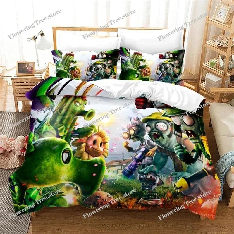 New Plant Zombie Pattern Cartoon Duvet Cover Set Pillowcase Twin Full Queen King 3d Bedding Set Single Double Size Home Textile
