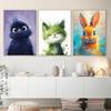 Cute interesting Colorful furry animals Poster Watercolor Print Canvas Painting Wall Art Picture Home Modern Kid Room Decoration