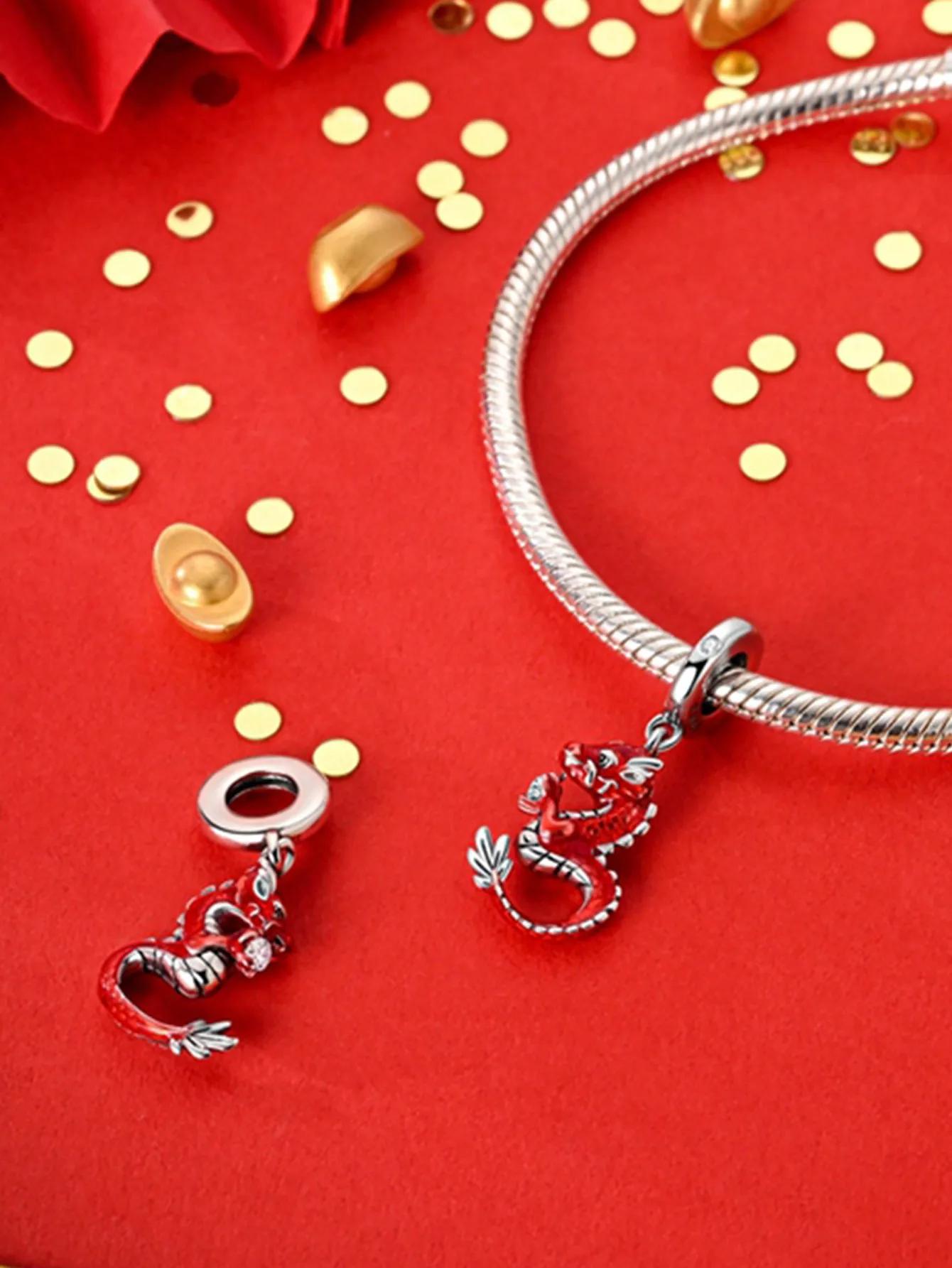 

Charm Bead Charms Plata copper Colors New Year firecracker red envelope Bead Charms Pendant for Authentic Bracelets for Women Do It Yourself Jewellery