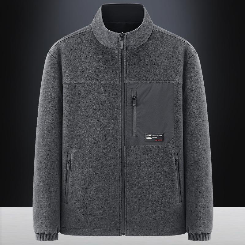 Herfst en Winter Outdoor Bergbeklimmen Fleece Casual Sport Losse Opstaande Kraag Dubbelzijdig Herenjack Trendy Winddicht