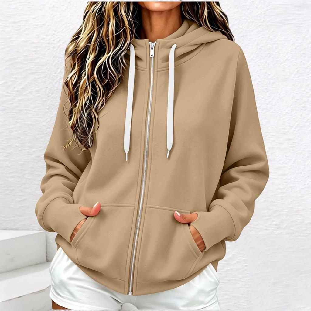 Women's Casual Zip Up Hoodie Sweatshirt with Pockets for Everyday Wear