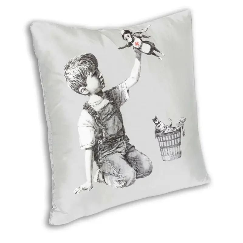 Classic Banksy Street Graffiti Pop Art Square Throw Pillow Case Home Decorative Girl With Red Balloon Cushion Cover For Sofa Car