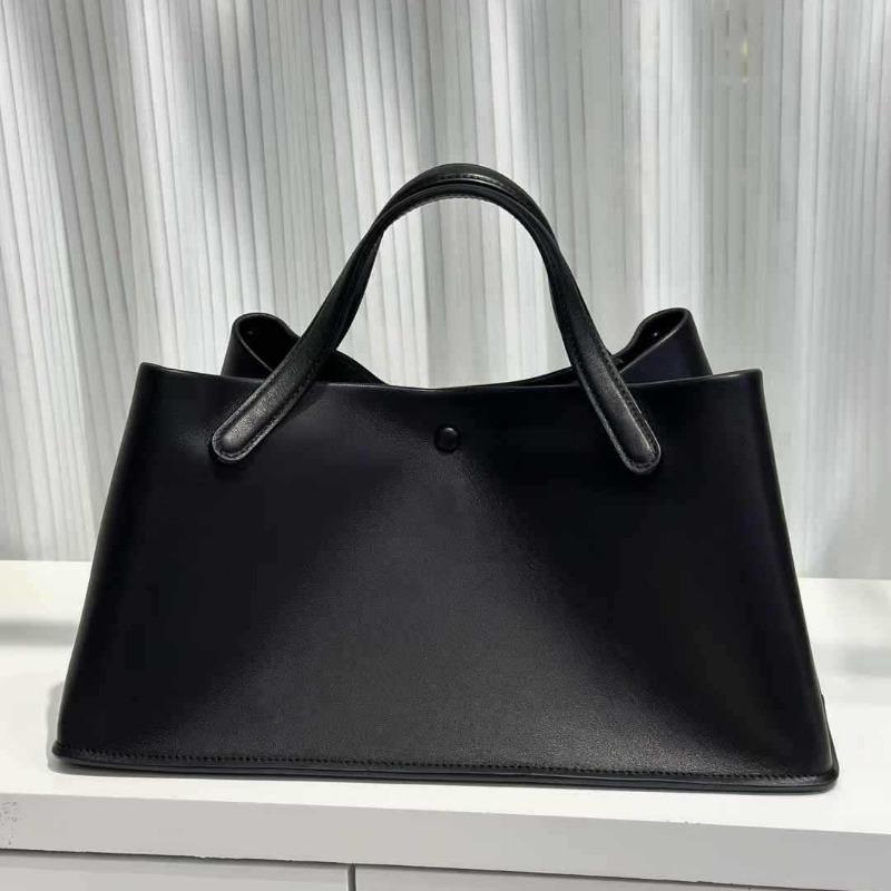 

New minimalist style cowhide tote bag women s commuter handbag light luxury shoulder bag high-end women s bag 38*20*20cm чорний