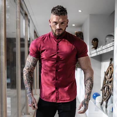 Mode Retro Stil Herren schlicht Kurzarm T-Shirt Sommer Casual Einfache Stehkragen hübsches Hemd