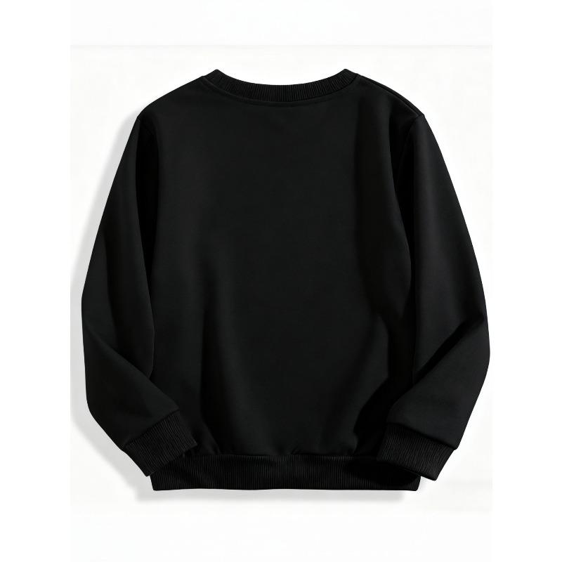 European Size Kids Crewneck Sweatshirt Black Pink Bow Print ,Casual Wear for , Fall/Winter, Knitted Fabric, Long Sleeve, Regular Fit.