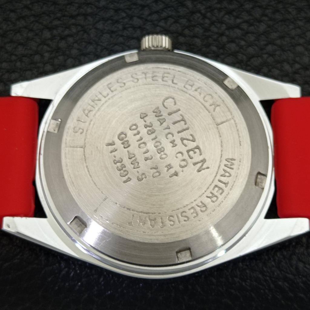 REFURBISHED JAPAN CITIZEN AUTOMATIC 8200 MENS DAY&DATE RED DIAL WATCH a432225-2 R110-a432225