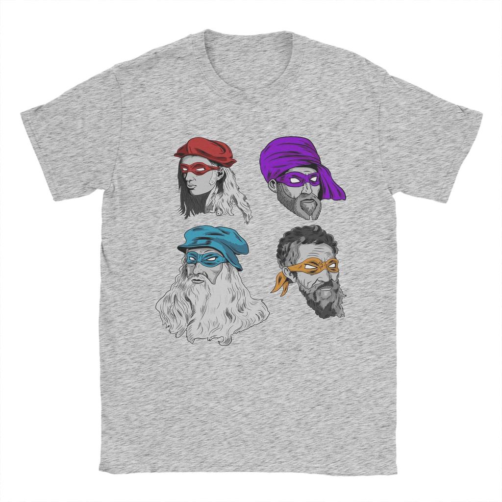 Vetenskap Sköldpaddor T-shirts Herr Bomull Vintage T-shirts Rund Hals Mutant Ninja Renässans T-shirts Kortärmade Toppar Tryckta