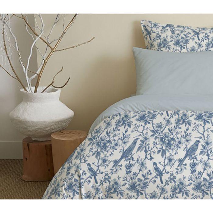 Pack complet housse de couette réversible pour lit 180 x 200 cm "King size" Bérengère bleu