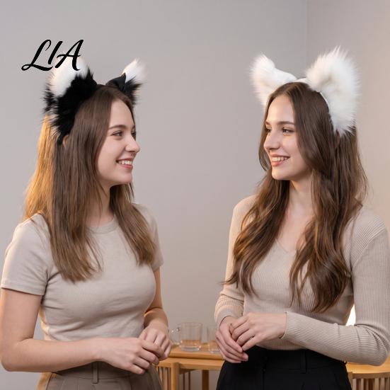 Realistic Fox Ears for Women Fluffy Headband Costume Party, 3D Plush Ear Hair Accessories, Decorative Hairband Girls Party Dress Up Accessories