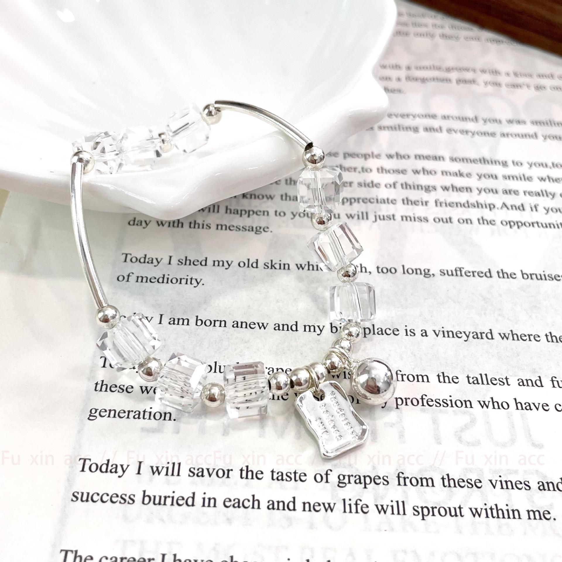 

Элегантный прозрачный браслет из хрустальных бусин для женщин – универсальный, легкий, роскошный в корейском стиле. S0270 прозрачный