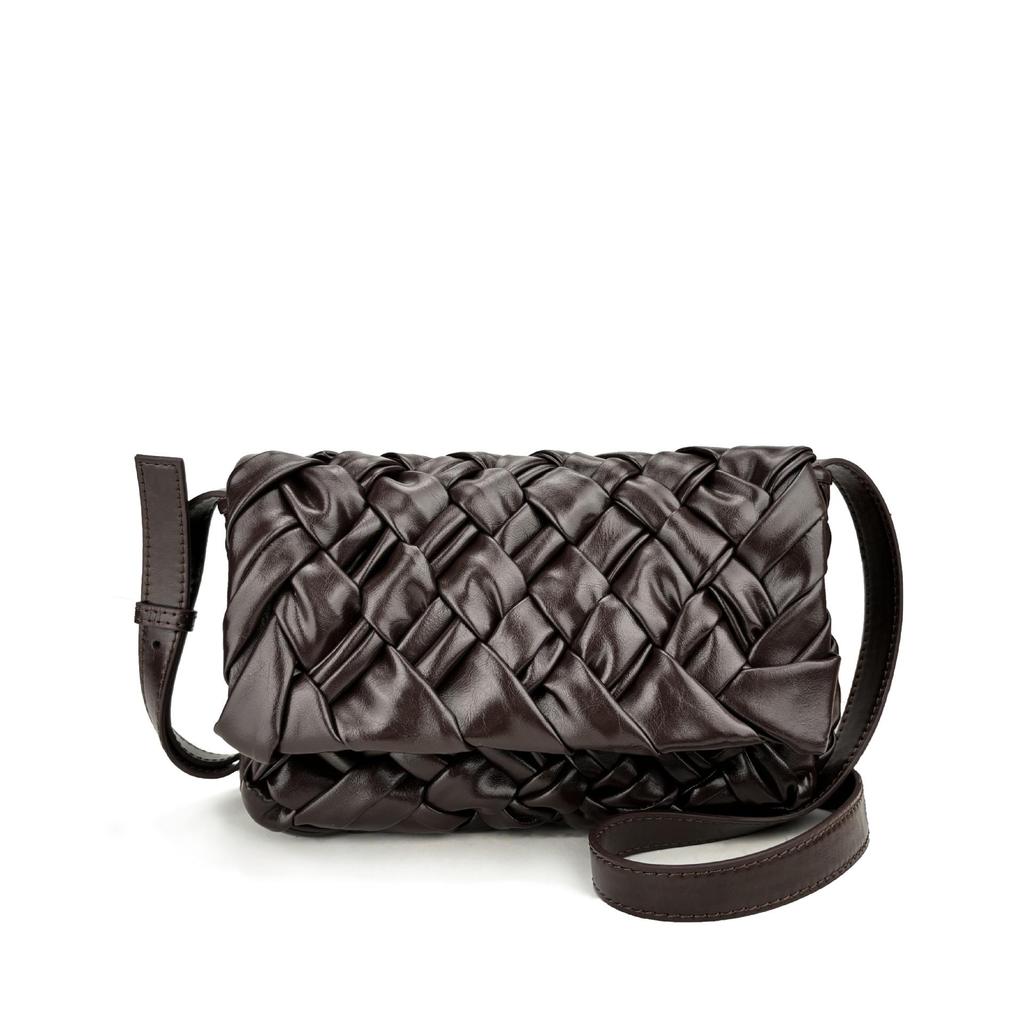 Modetrend 2024: BV Waxleer Sjaal Crossbody Tas met Geplooide Afwerking