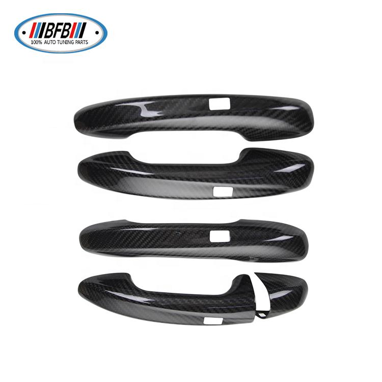 Glossy Carbon Real Dry Carbon Fiber 4-Door Handle Cover Stick-On SA Holes Luxury Style for Mercedes Benz E-Class W213 2016-2018
