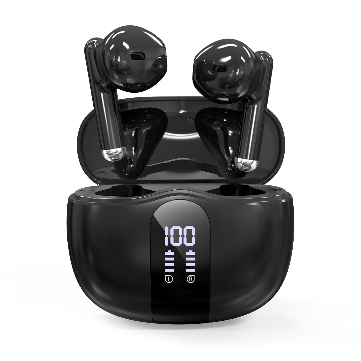 

clear deep Wireless Bluetooth sound double ENC noise LED Bluetooth compatible with iPhone and web commuting to Japanese voice [High-end, sound, bass] чорний