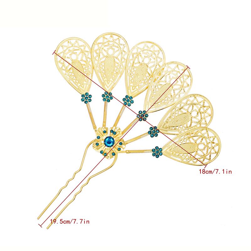 1PC Elegant Performance Flower Soft Gloss Alloy Hairpin Ethnic Style Hairpin
