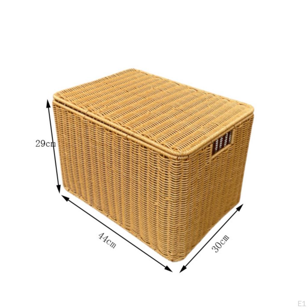 3 Pieces Wicker Storage Box Lidded Woven Container Stackable for Closet, Bedroom, Dorm Room